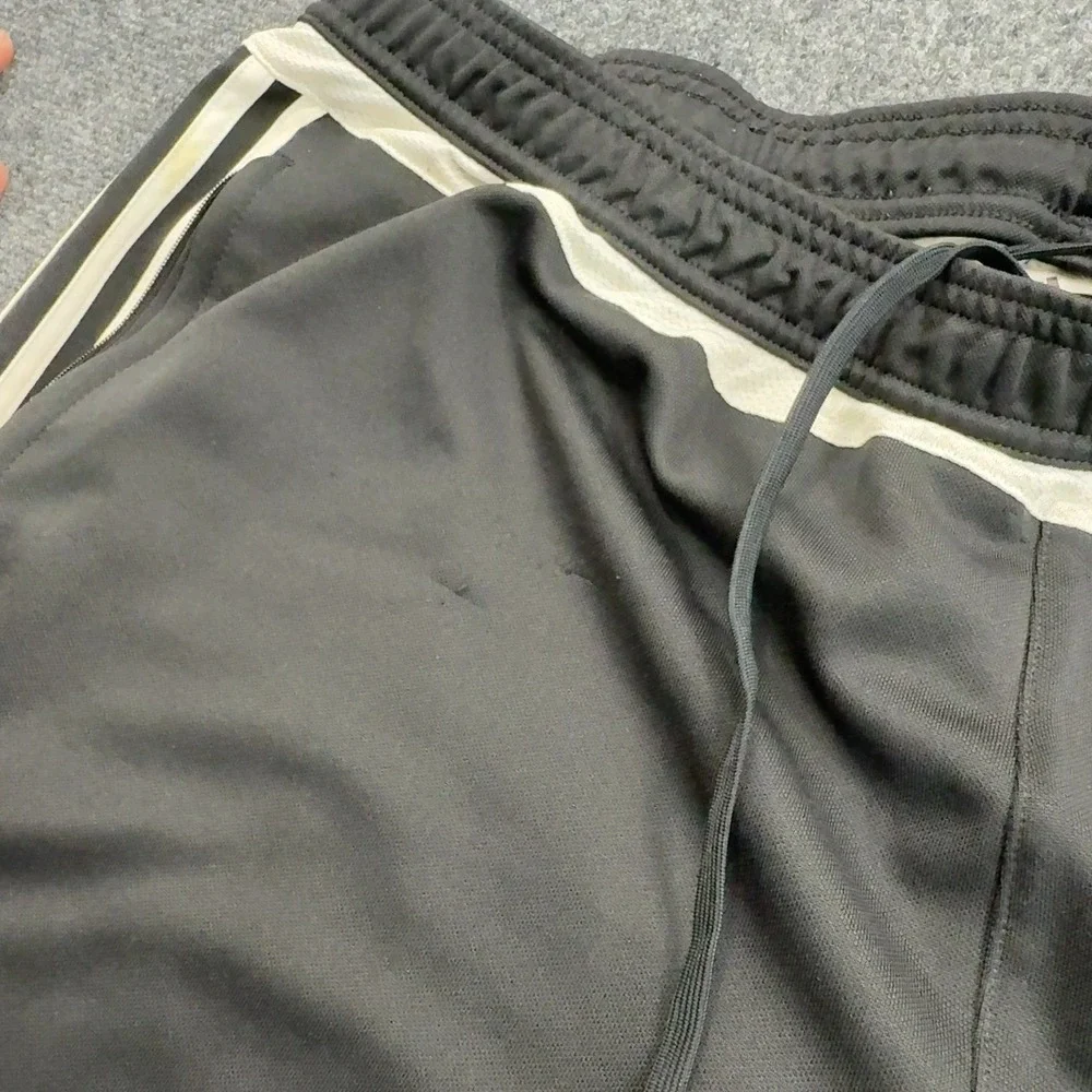 Adidas Track Pants Mens 2XL Black Polyester‎ 3 Stripe Ankle Zip Athletic Sports